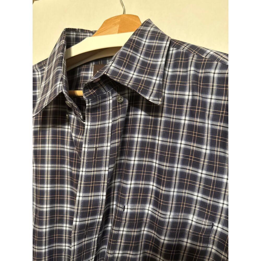 Black Brown BB 1826 XL‎ Long Sleeve Blue Brown Plaid Shirt XL